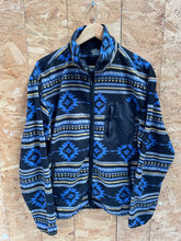 Vintage Original Deluxe Fleece Jacket L Blue/Black Southwestern Crazy Pattern